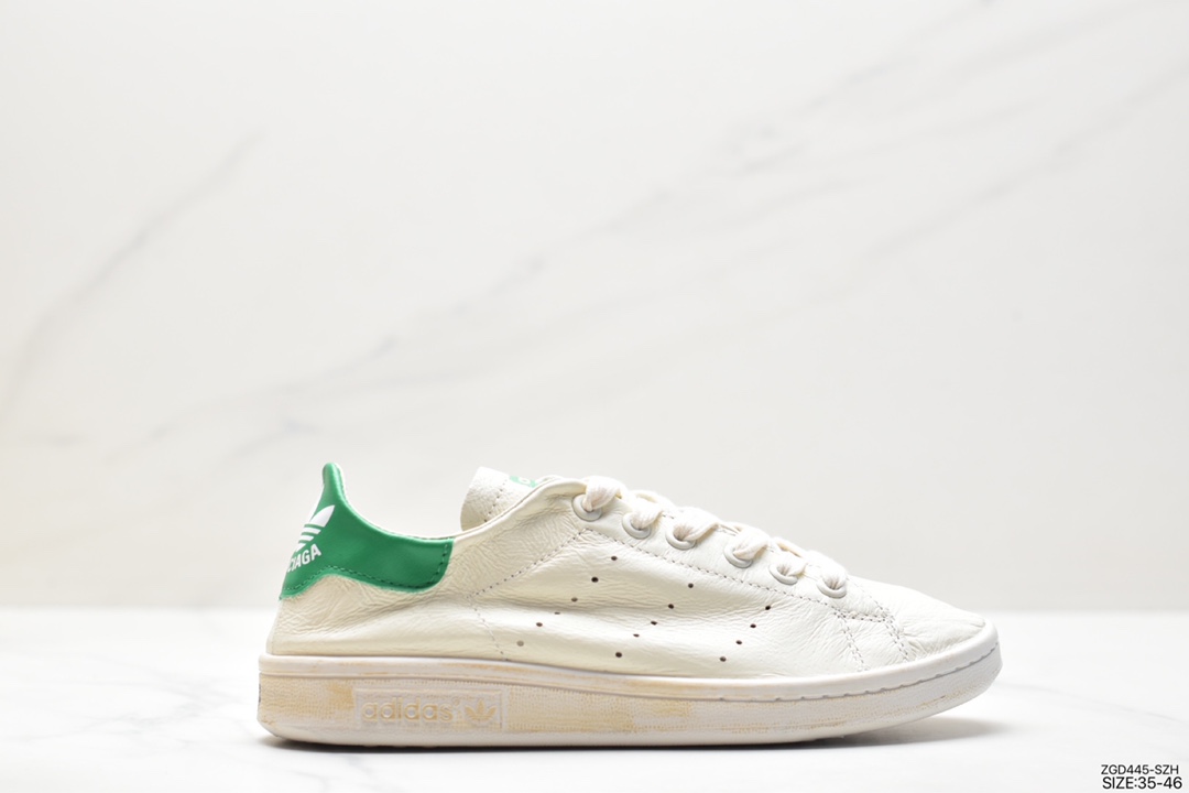 [Good version] Balenciaga x Adidas Originals StanSmith Paris Balenciaga joint Smith distressed style sneakers HP6784