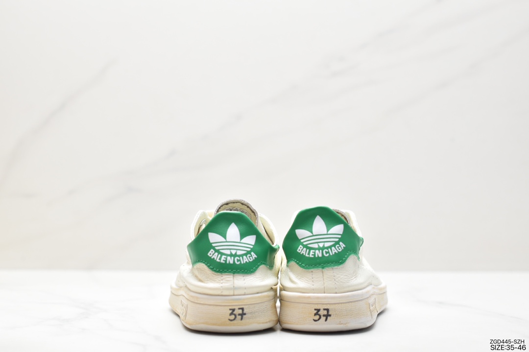 [Good version] Balenciaga x Adidas Originals StanSmith Paris Balenciaga joint Smith distressed style sneakers HP6784