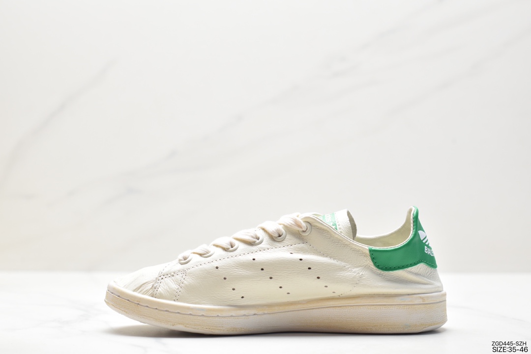 [Good version] Balenciaga x Adidas Originals StanSmith Paris Balenciaga joint Smith distressed style sneakers HP6784