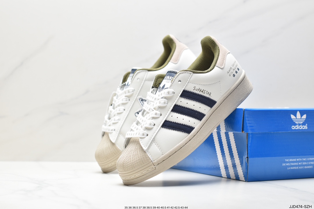 Adidas Originals Superstar ”Sail/Green/Lace” shell toe series low-top sneakers IG3853