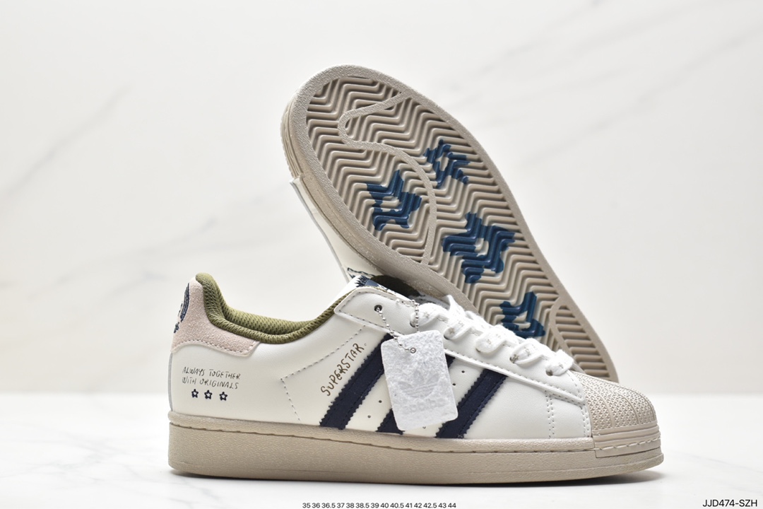 Adidas Originals Superstar ”Sail/Green/Lace” shell toe series low-top sneakers IG3853