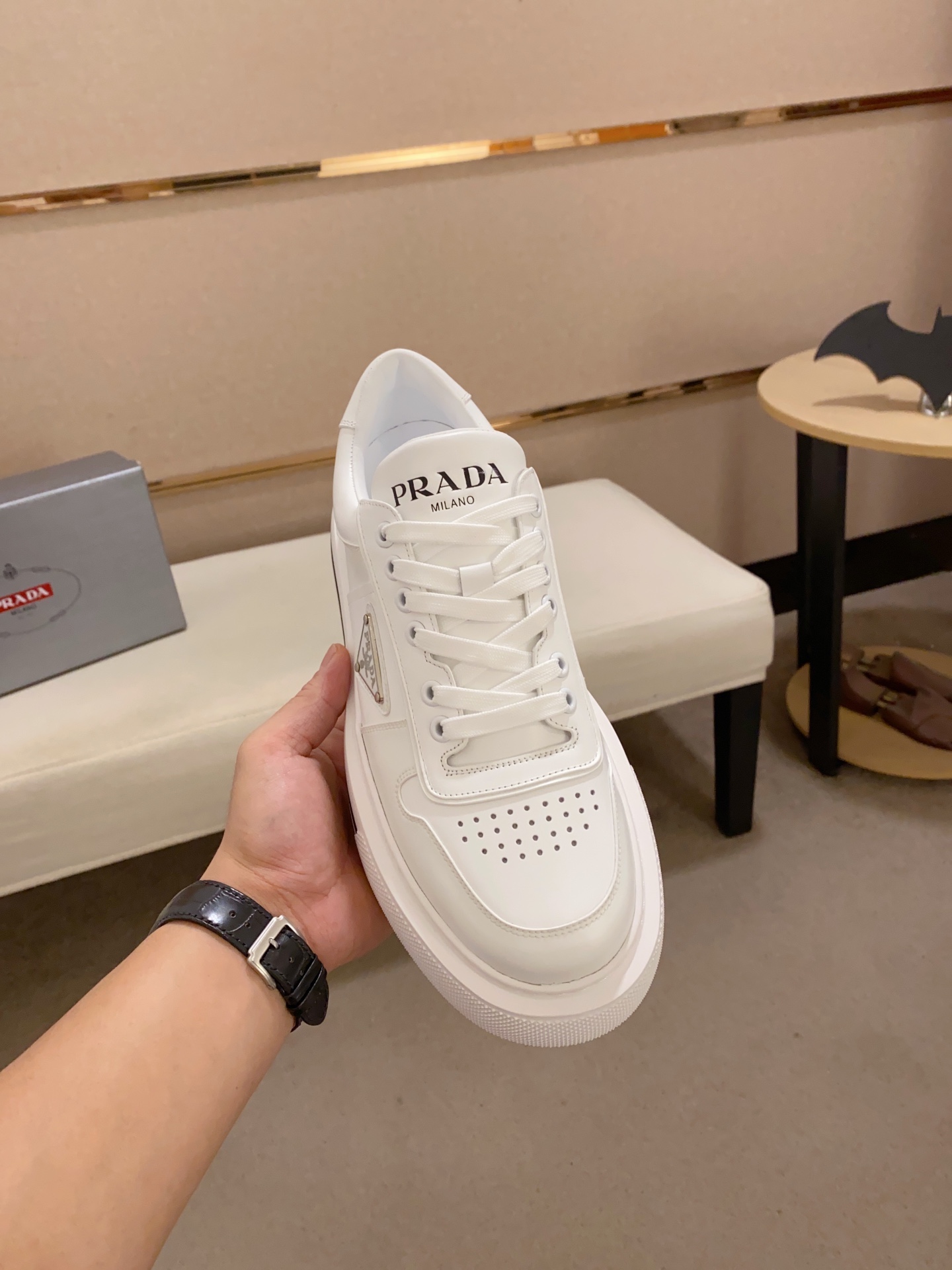 Prada Men's White Leather Sneakers with Platform Sole, Sizes 38-44 3 i1693073494 2911 1