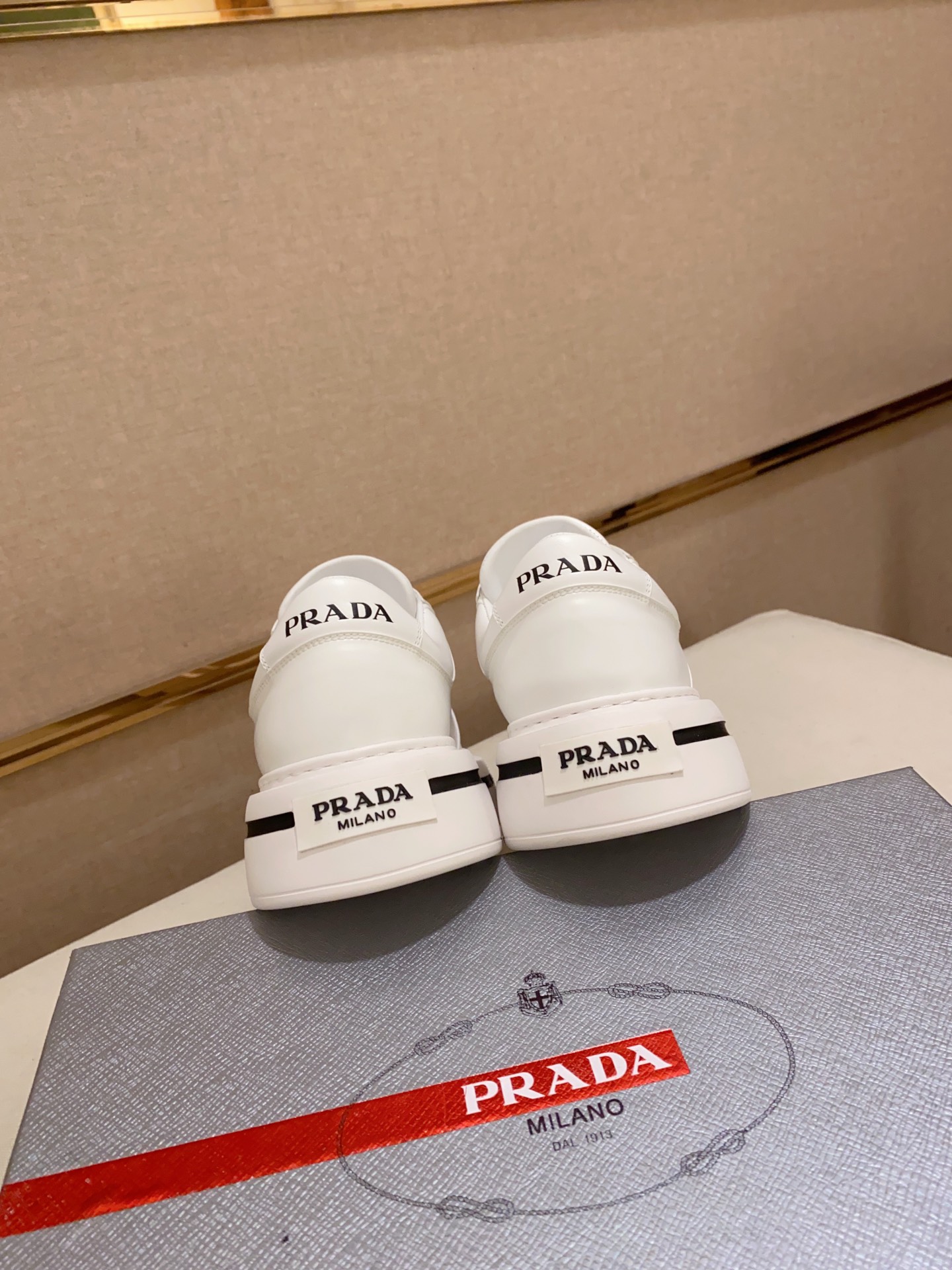 Prada Men's White Leather Sneakers with Platform Sole, Sizes 38-44 9 i1693073494 7729 7