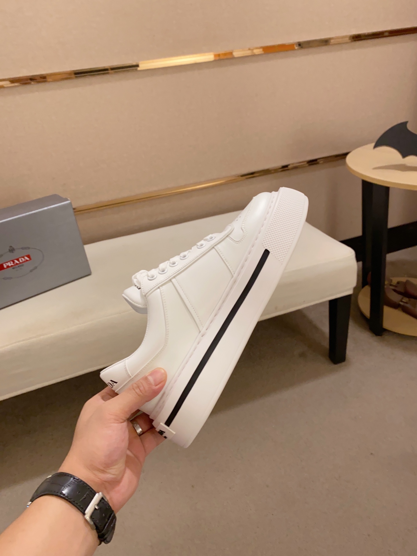 Prada Men's White Leather Sneakers with Platform Sole, Sizes 38-44 6 i1693073494 9006 4