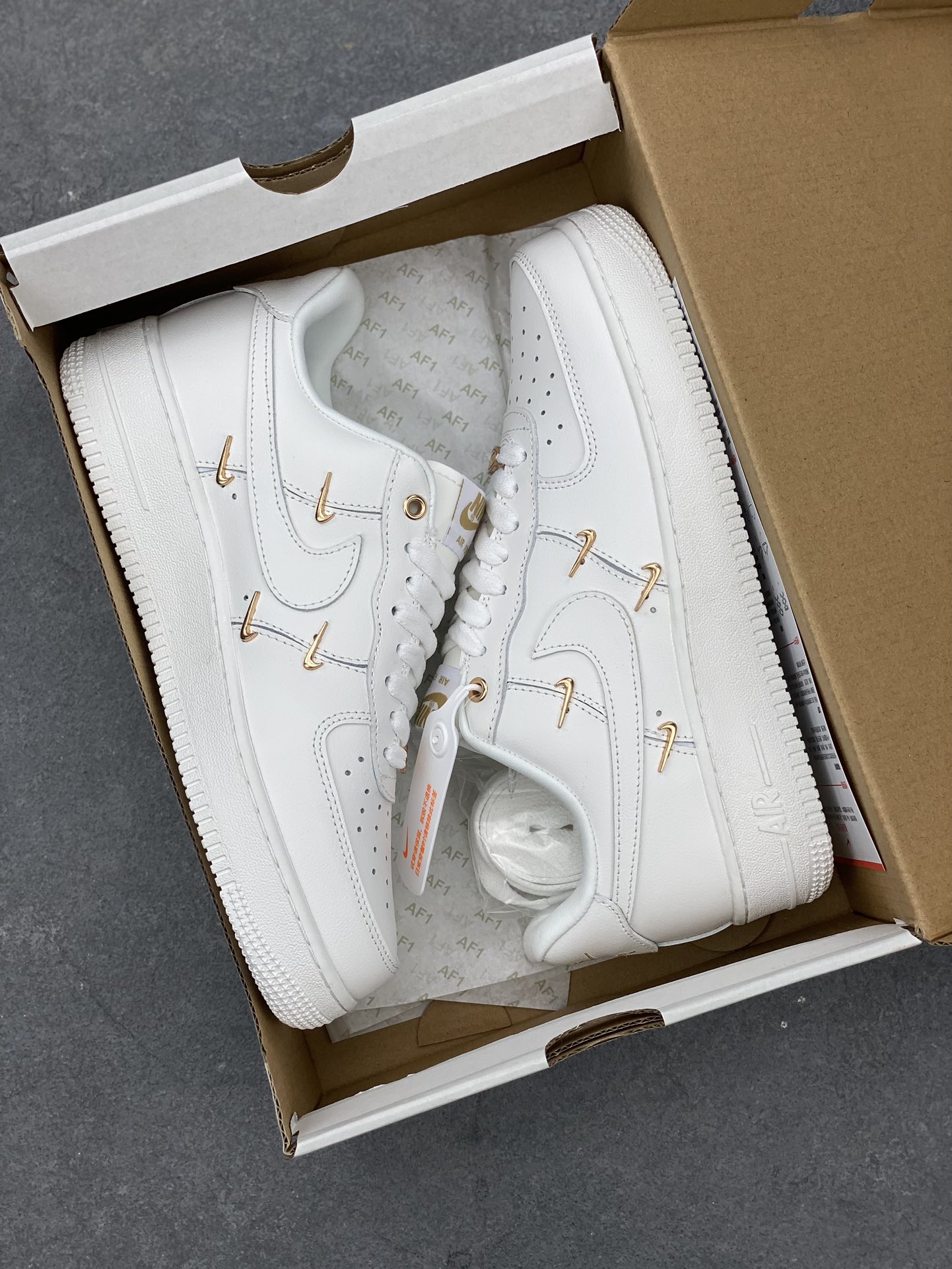 Nike Air Force 1 Low '07 All White with Mini Gold Hooks - Stylish Sneakers 10 i1693079097 403 8