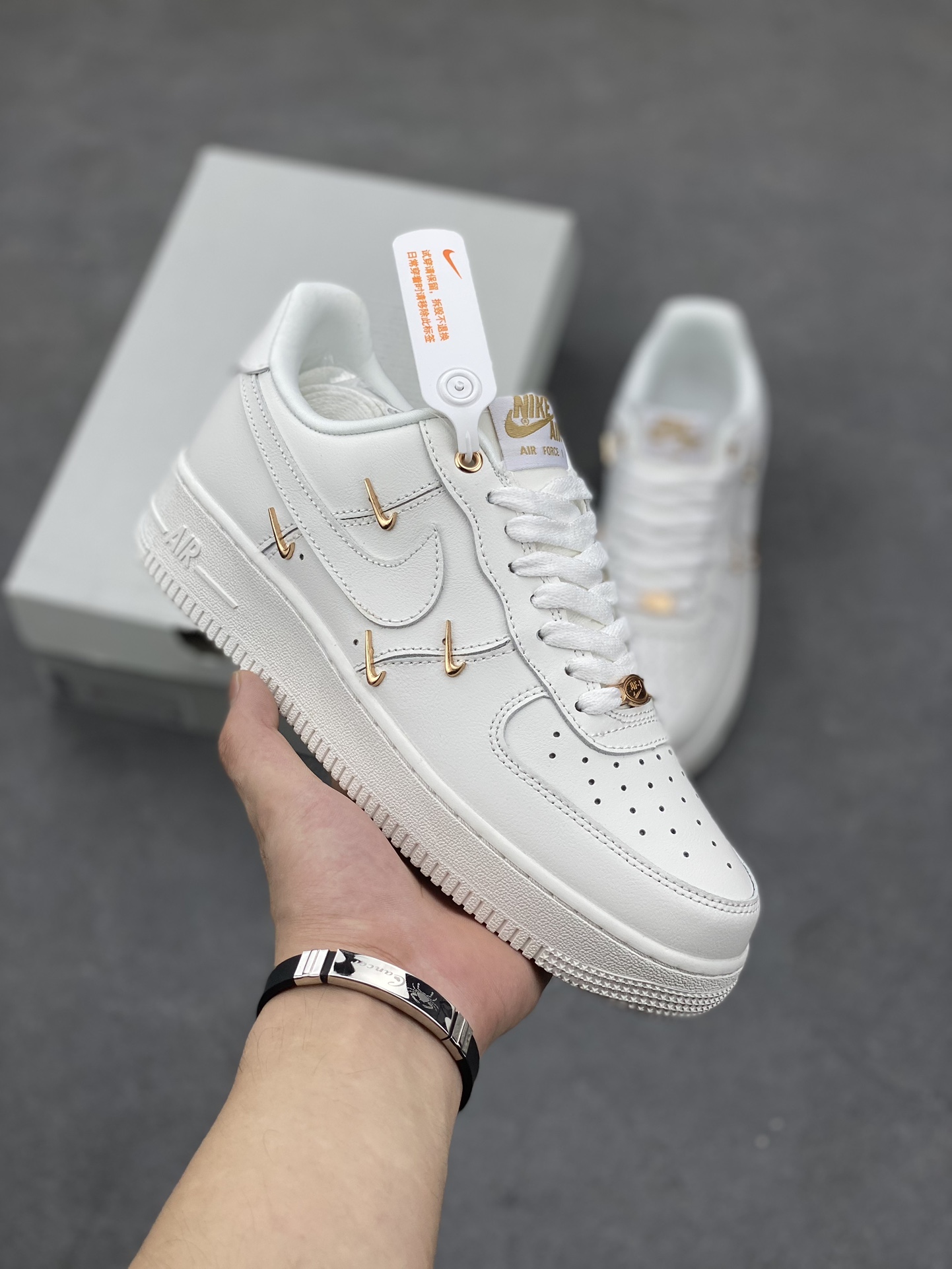Nike Air Force 1 Low '07 All White with Mini Gold Hooks - Stylish Sneakers 2 i1693079097 8184 0