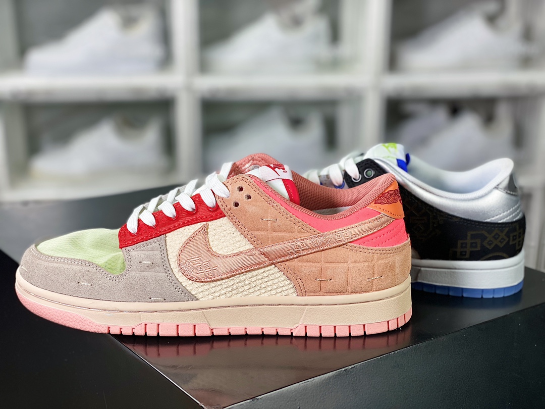 Clot x 【Nike】 SB Dunk Low ”20th Anniversary/What The” Dunk Series Low-top Casual Sports Skateboard Shoes ”Joint Brown Blue Gray Mandarin Duck” FN0316-999