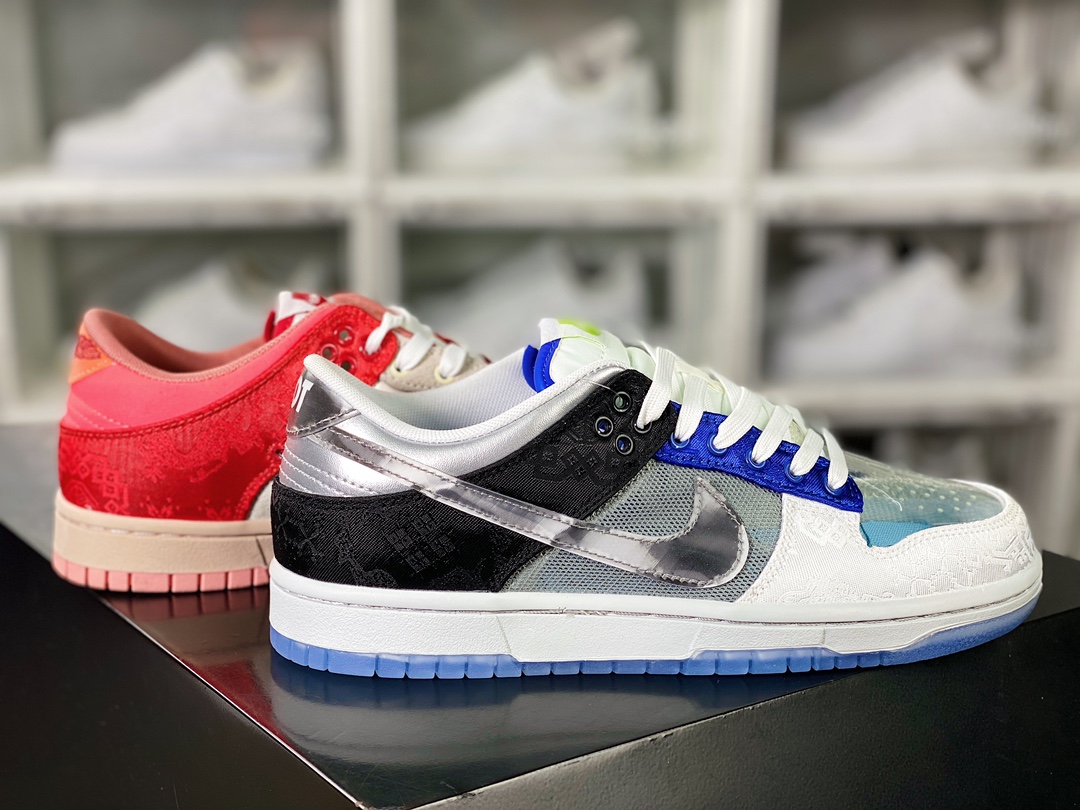 Clot x 【Nike】 SB Dunk Low ”20th Anniversary/What The” Dunk Series Low-top Casual Sports Skateboard Shoes ”Joint Brown Blue Gray Mandarin Duck” FN0316-999