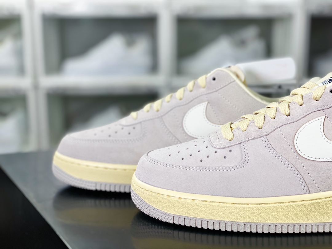 Air Force 1'07 LV8 Low ”Athletic Dept.” Air Force One series low-top sneakers ”leather light gray and white oxidation old yellow” FQ8077-104