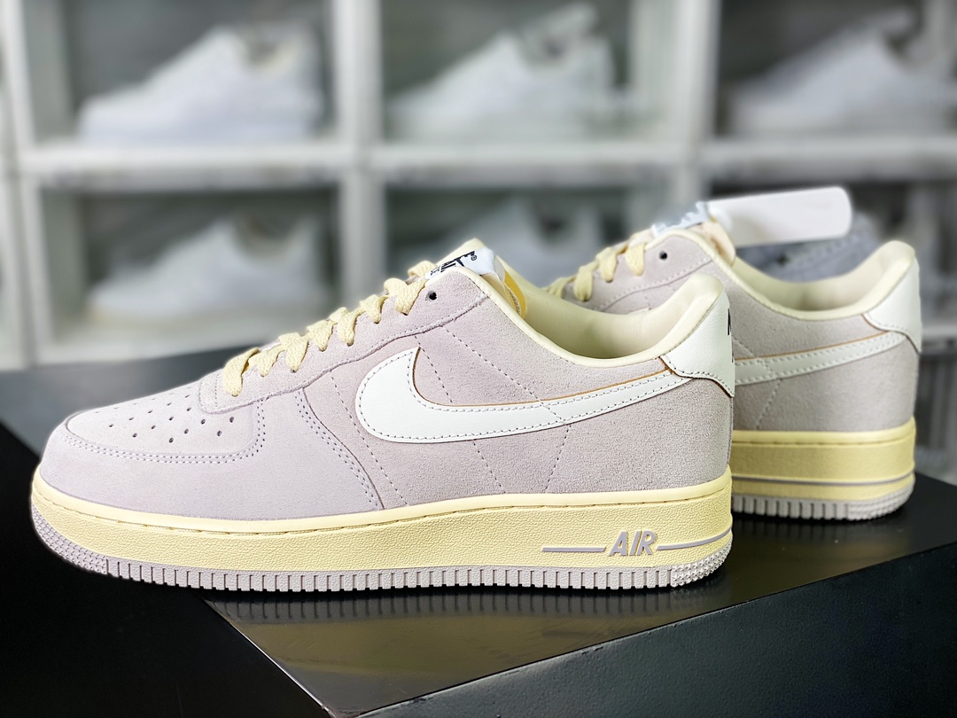 Air Force 1'07 LV8 Low ”Athletic Dept.” Air Force One series low-top sneakers ”leather light gray and white oxidation old yellow” FQ8077-104