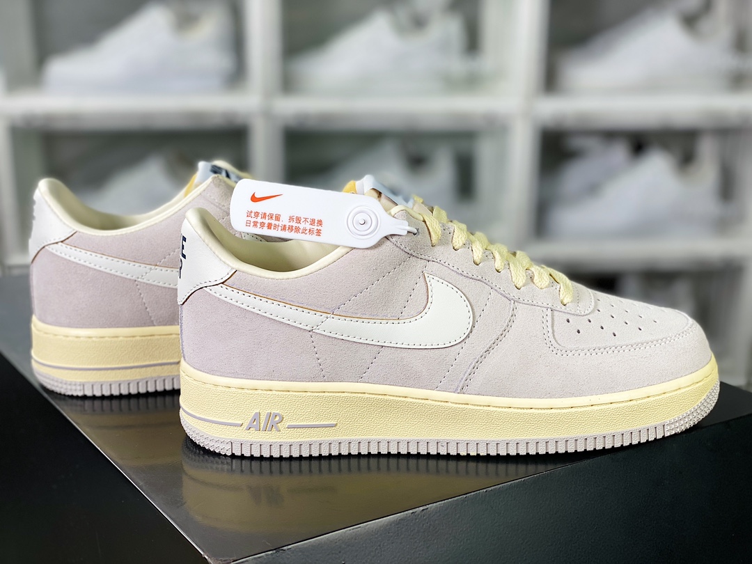 Air Force 1'07 LV8 Low ”Athletic Dept.” Air Force One series low-top sneakers ”leather light gray and white oxidation old yellow” FQ8077-104