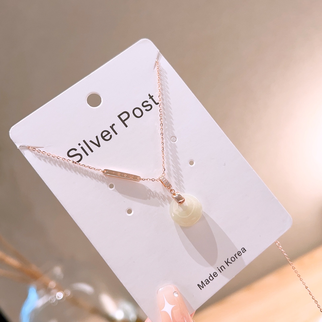 Solid Silver Hetian Jade Necklace Forest Self-love Silver