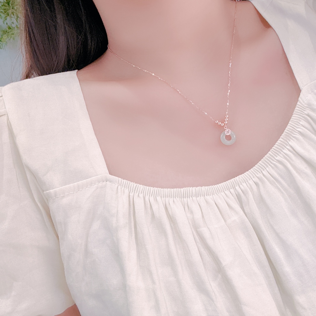 925 Silver Hetian Jade Necklace Unique Graduation Silver
