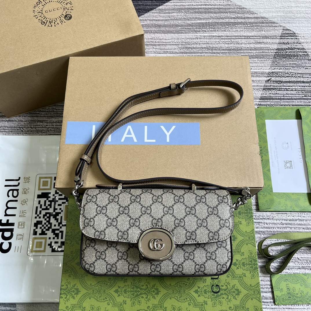 GUCCI Petite GG сумка на плечо маленькая, двойная G, молния, кожаный ремень