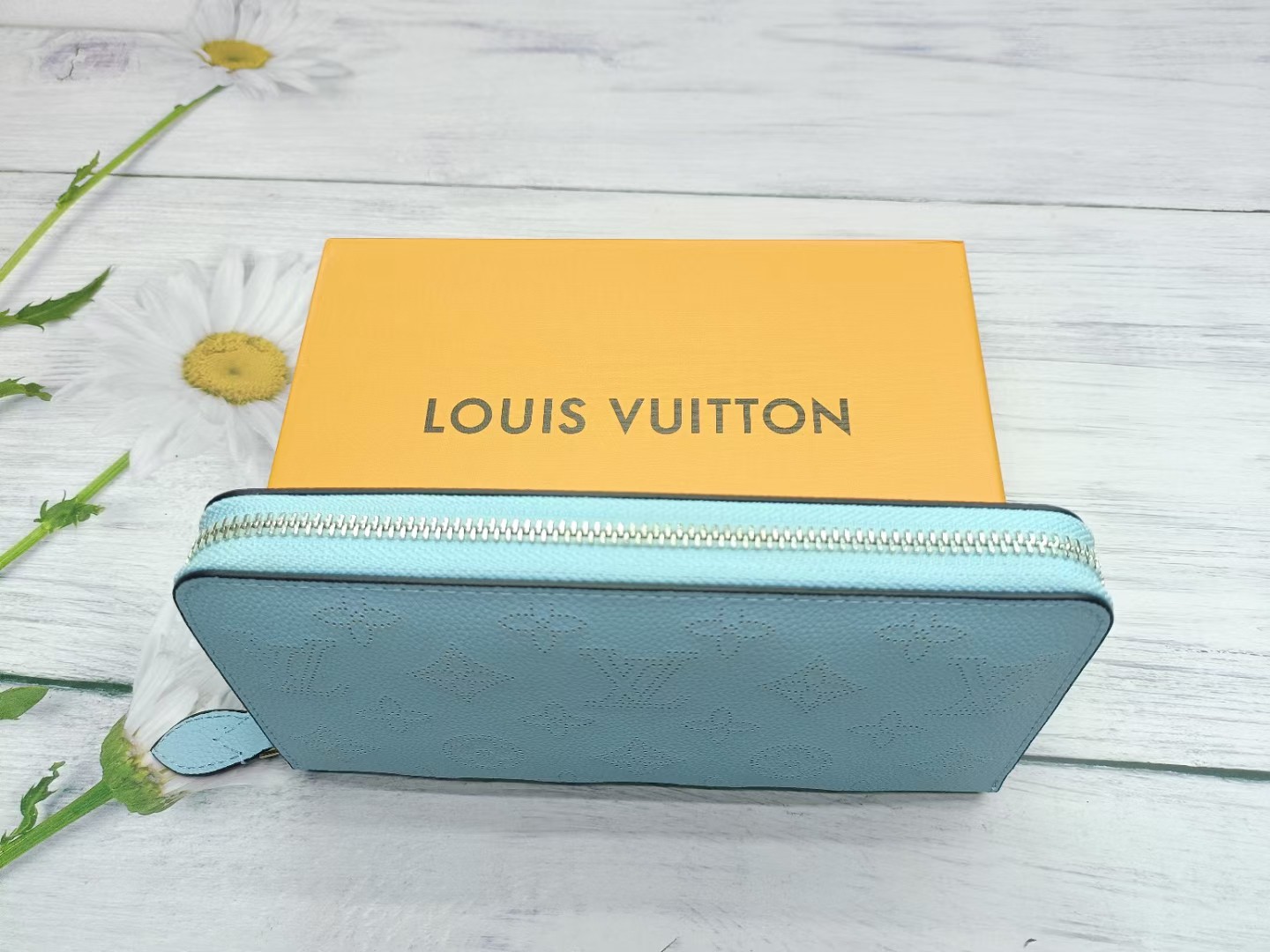 Long leather wallet side view