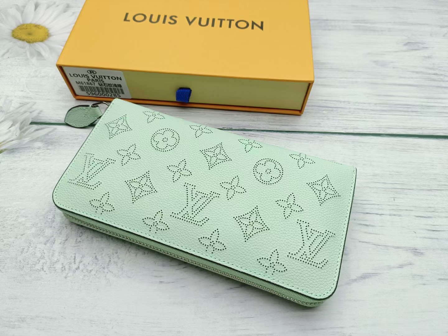 Leather wallet with cards and cash