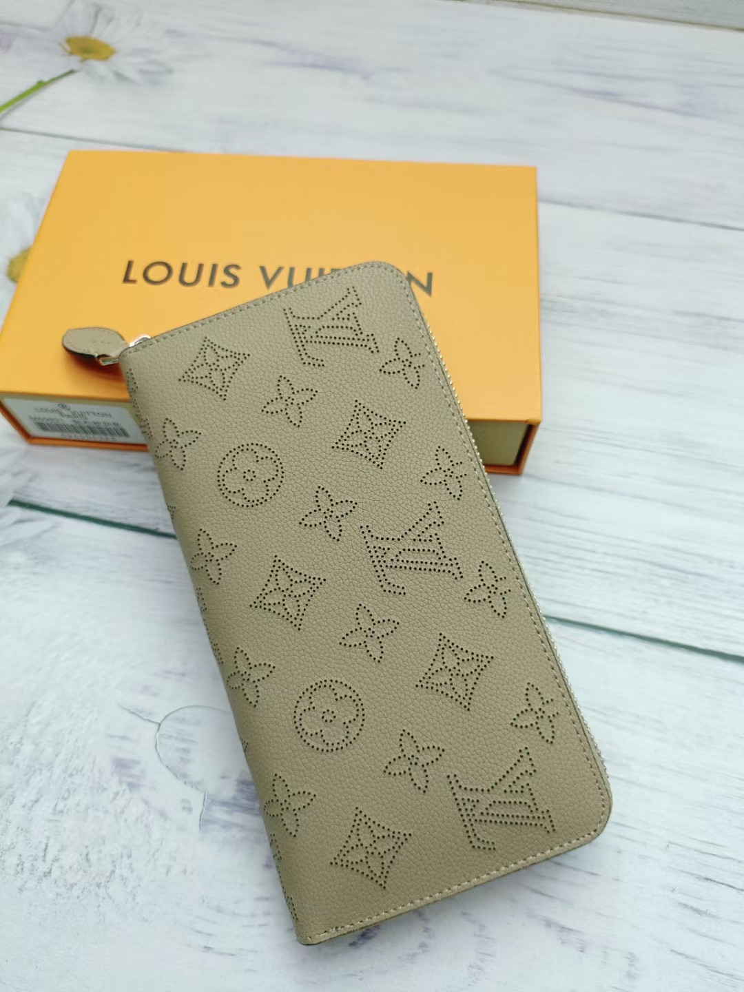 Leather wallet close-up, showing leather texture