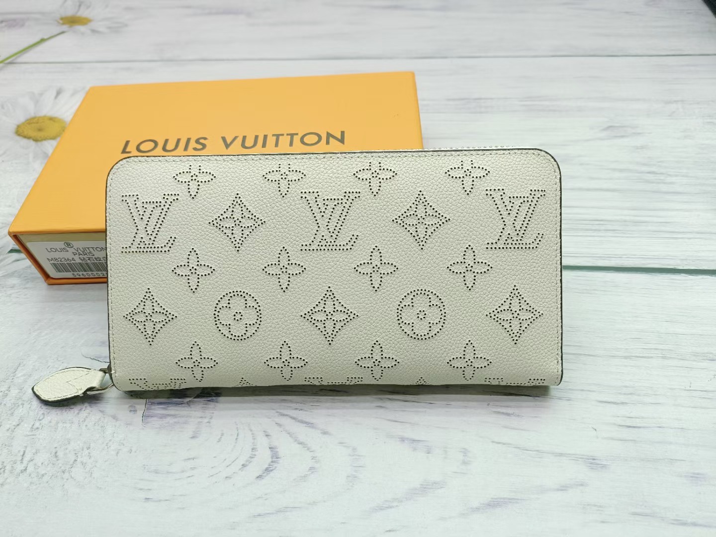 Premium leather long wallet front view
