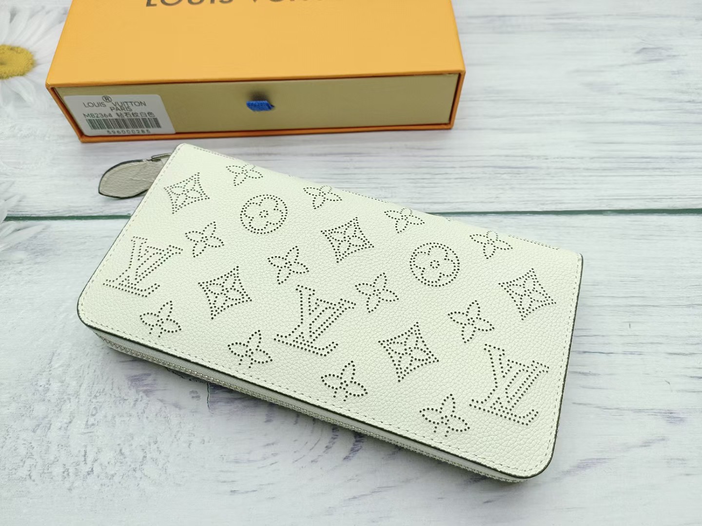 Leather wallet with cards and cash