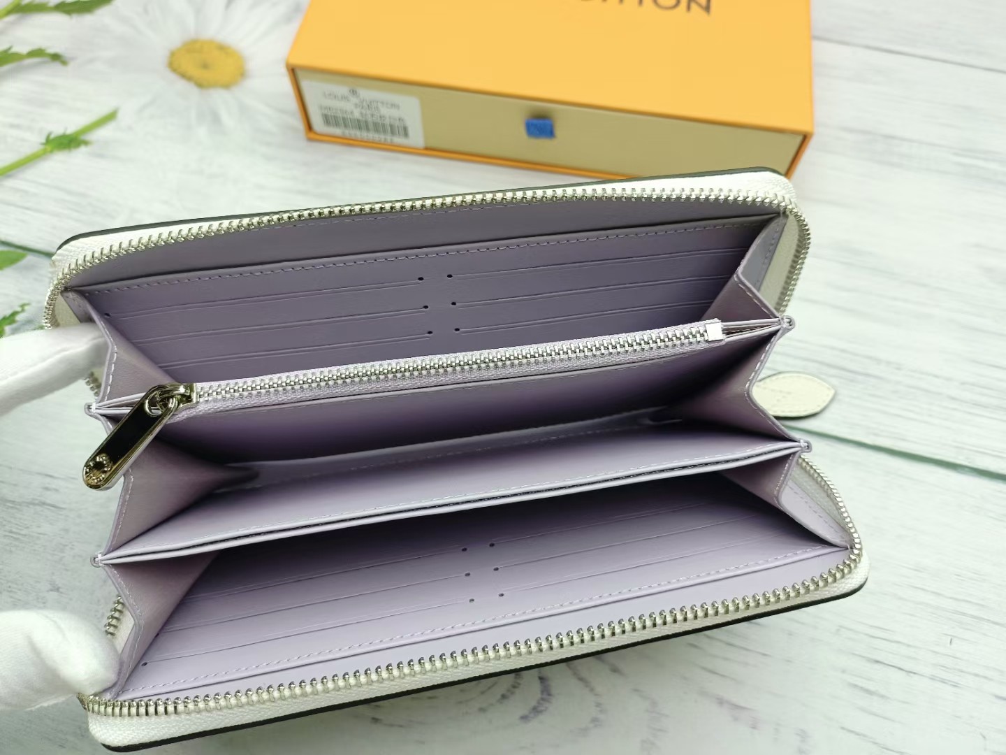 Leather wallet in a purse or handbag