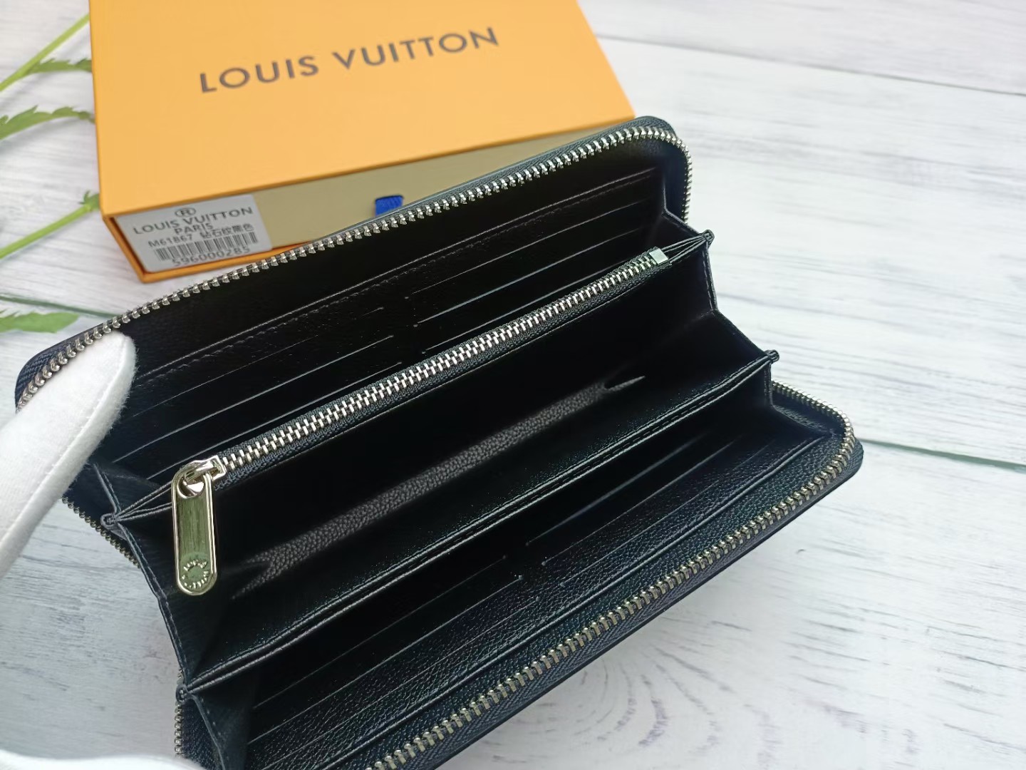 Leather wallet in a purse or handbag