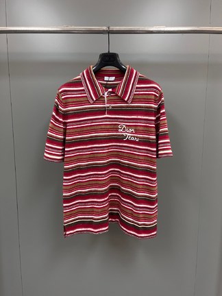 Dior Clothing Polo Brown Red Embroidery Cotton Knitting Fall/Winter Collection