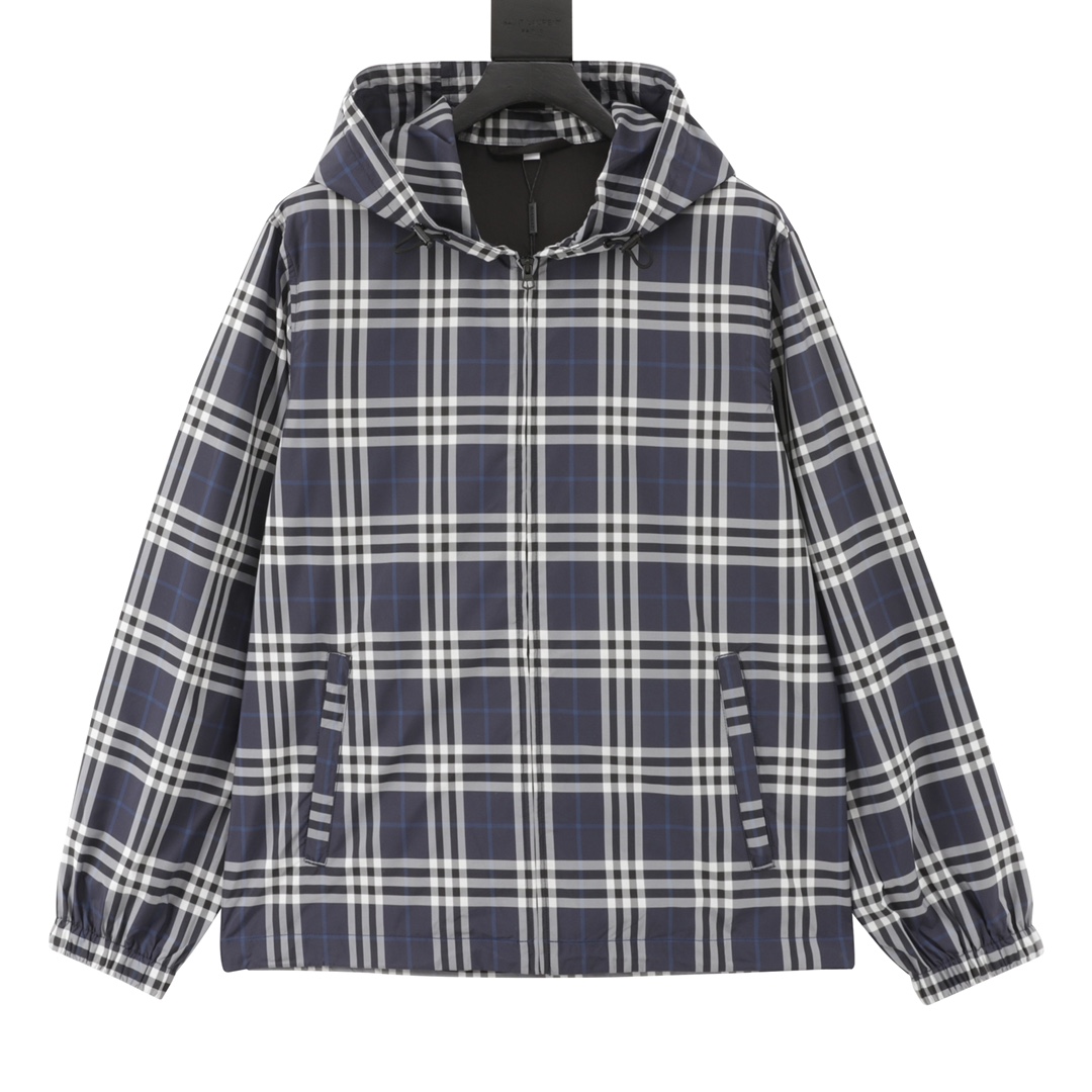 Recogida local (se puede dejar en tienda) Burberry/巴宝莉 Chaqueta con capucha de cuadros azul y blanco. Origina…