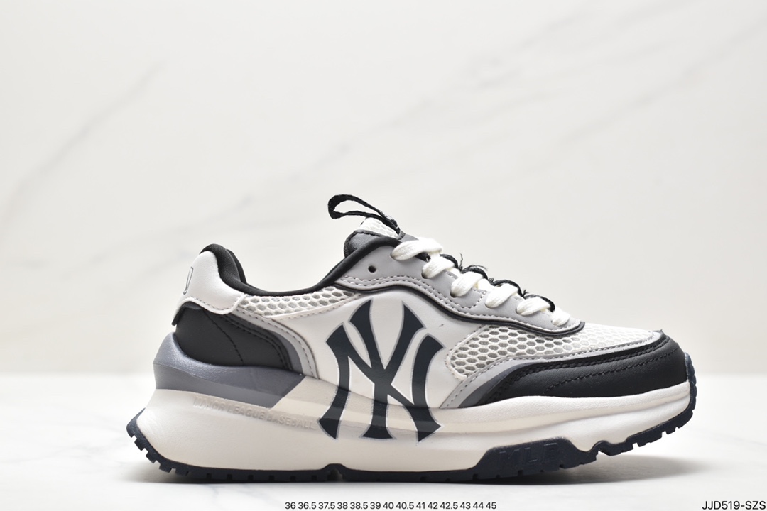 MLB Chunky Liner New York Yankees Senior Shoes Series Low-top Running Shoes ”Leather White and Red NY Print” 3ASHRJ13N (GP004C)