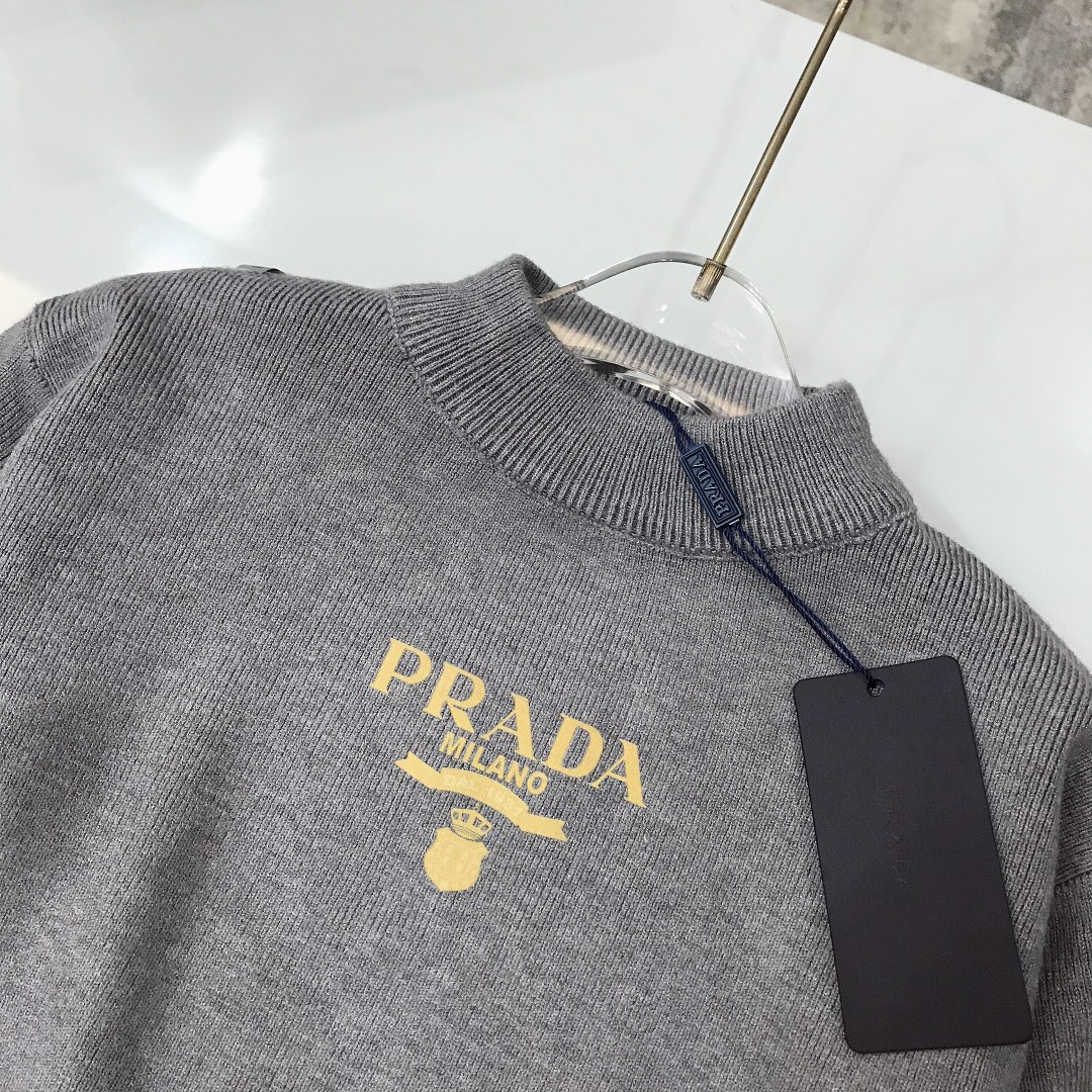 PRADA Rabbit-Flushed Semi-High-Collar Sweaters: Modern, Soft, Comfortable, Winter Fashion. - 图片 6