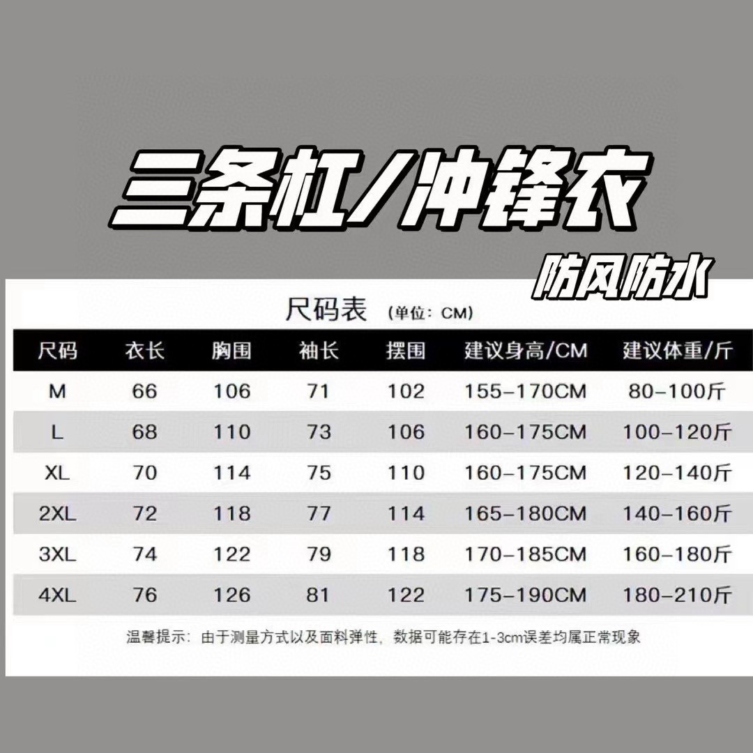 售价：39.9元 莆田版AD三叶草三条杠冲锋衣
2天左右出单号，一般隔天