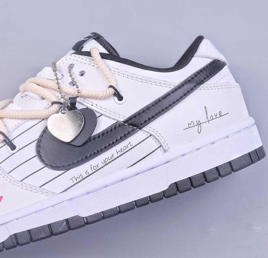 Bo Nike SB Dunk Low White White Black Deconstruction Drawstring Shoelaces DD1391-100