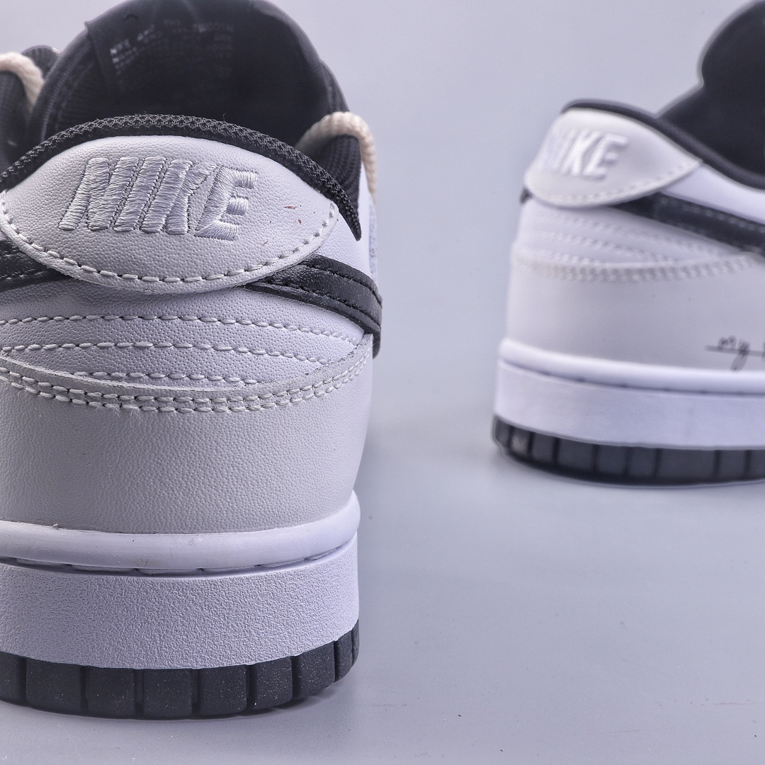 Bo Nike SB Dunk Low White White Black Deconstruction Drawstring Shoelaces DD1391-100