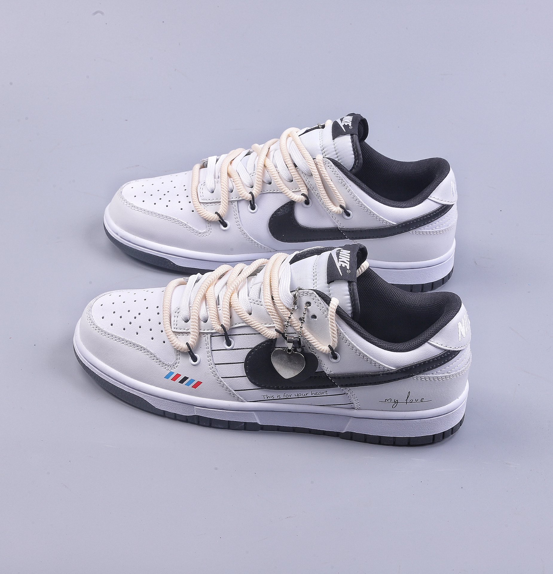 Bo Nike SB Dunk Low White White Black Deconstruction Drawstring Shoelaces DD1391-100