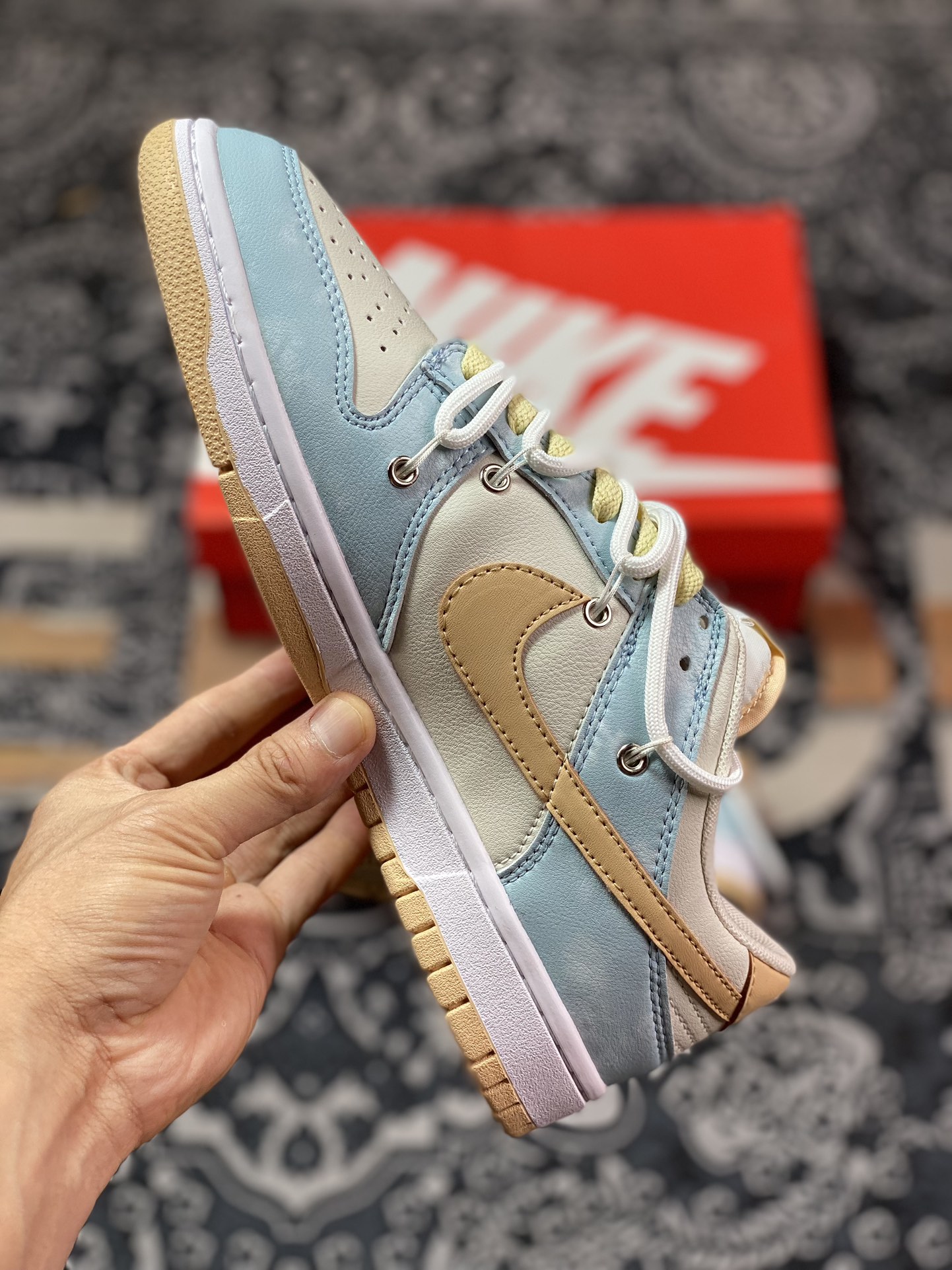 Nike SB Dunk Low ”Beige/Light Blue” Dunk Series Low-top Casual Sports Skateboard Shoes ”Sea Salt Coconut Cloud Rice Blue Binding Rope” DV0831-003