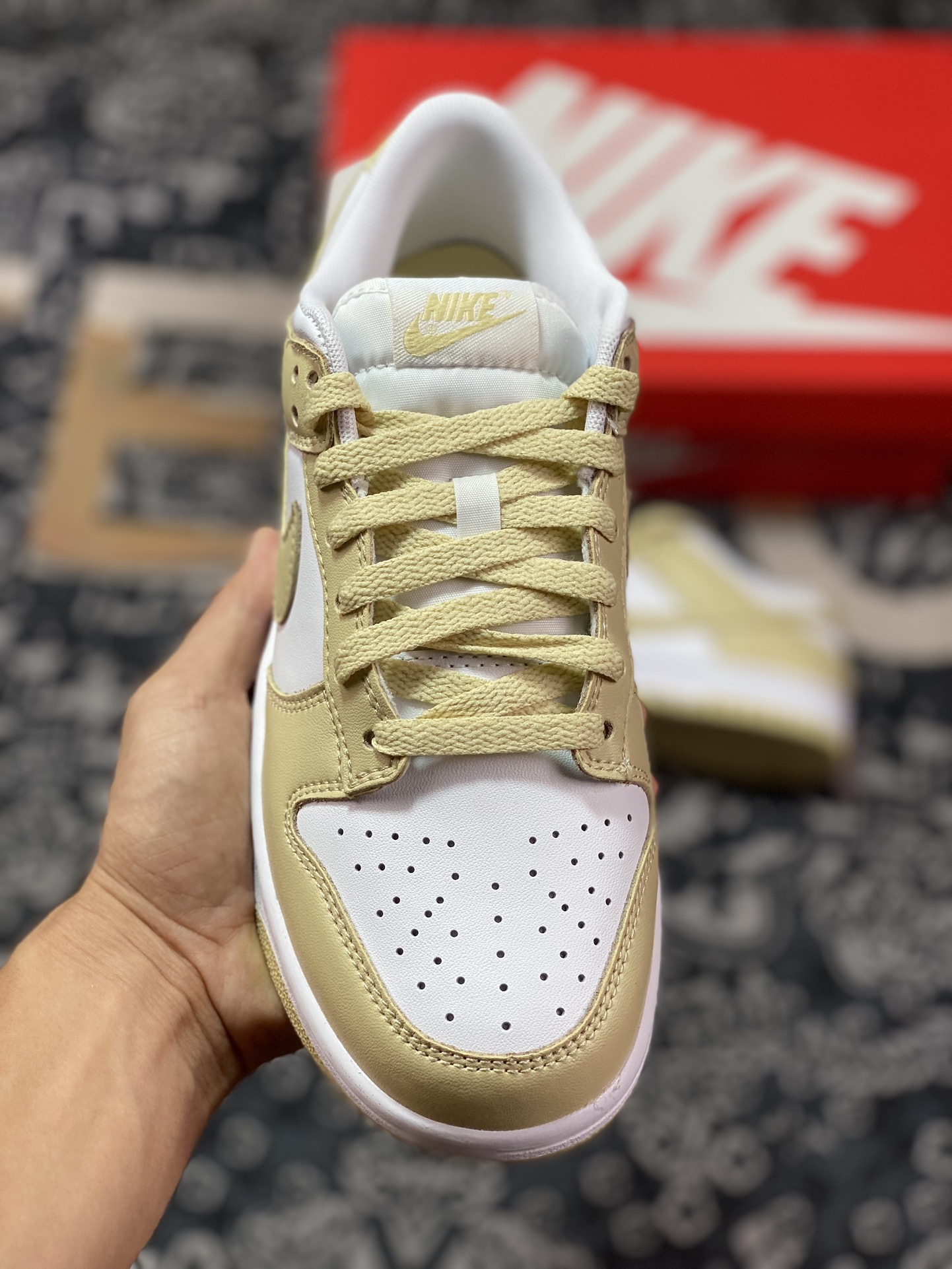 Nike Dunk low ”Team Gold” beige and white low-top casual sports shoes DV0833-100