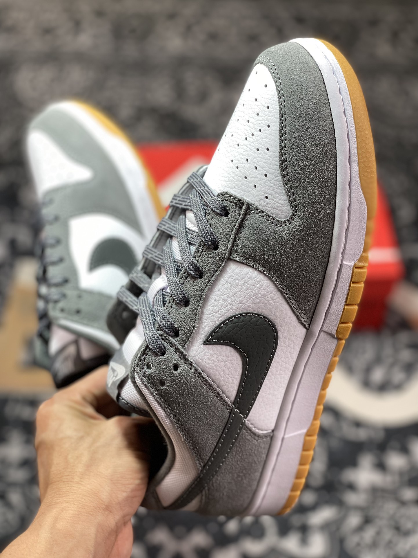 Original grade NK Dunk Low ”Grey Gum” white gray raw rubber FV0389-100