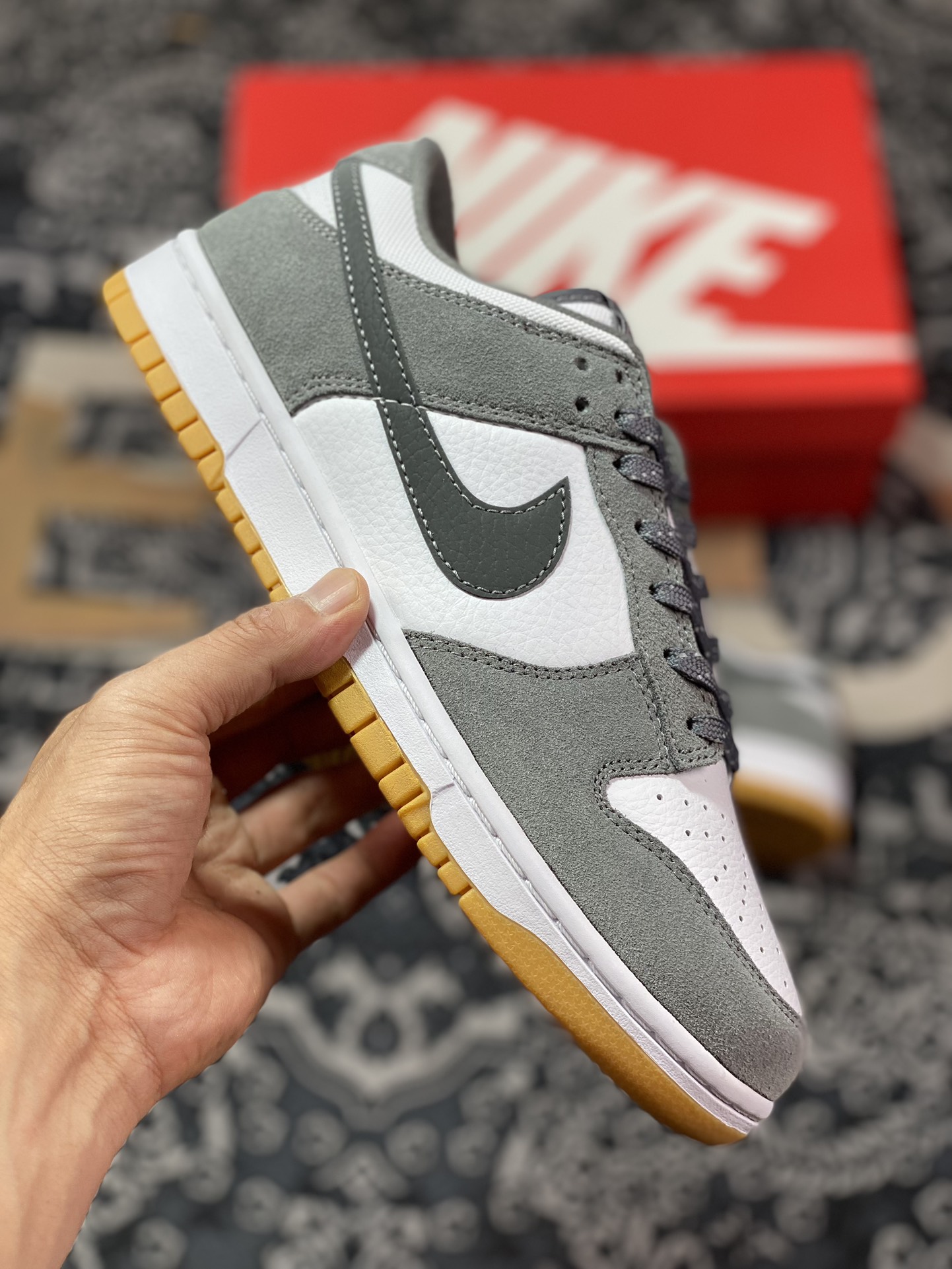 Original grade NK Dunk Low ”Grey Gum” white gray raw rubber FV0389-100