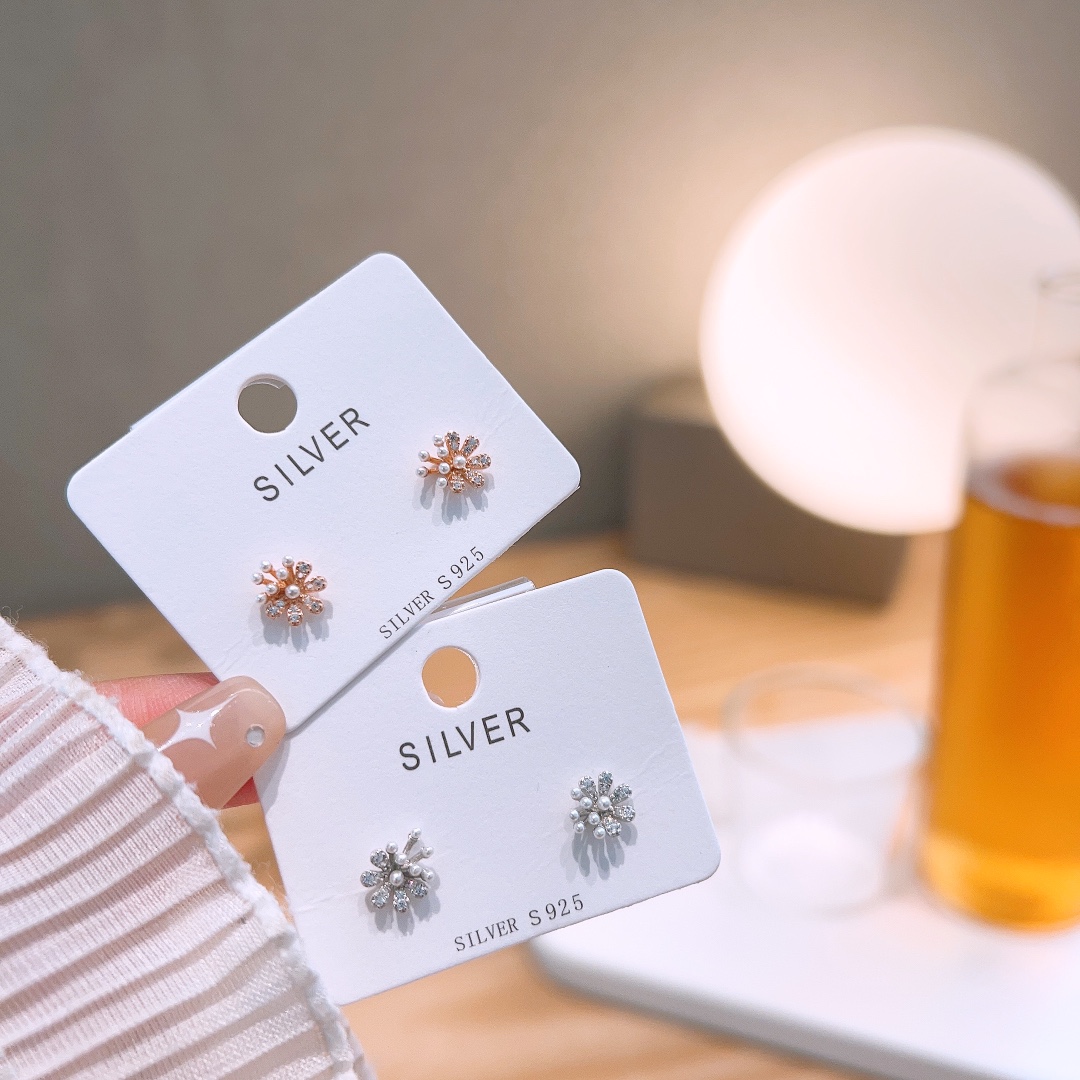 S925 Sterling Silver Earrings Girly Banquet Silver