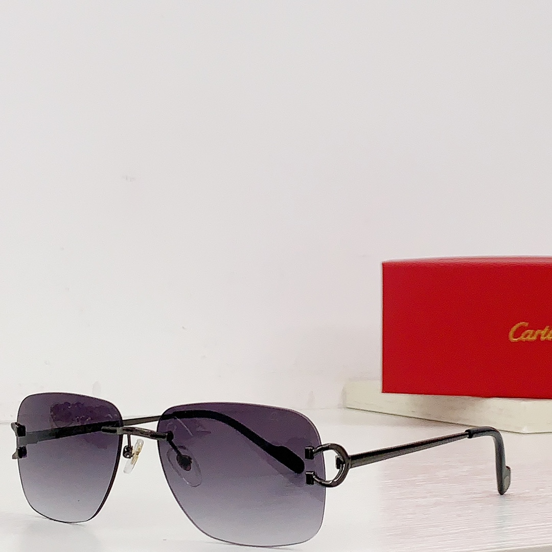 Cartier卡地亚金属材质无框男女通用太阳眼镜