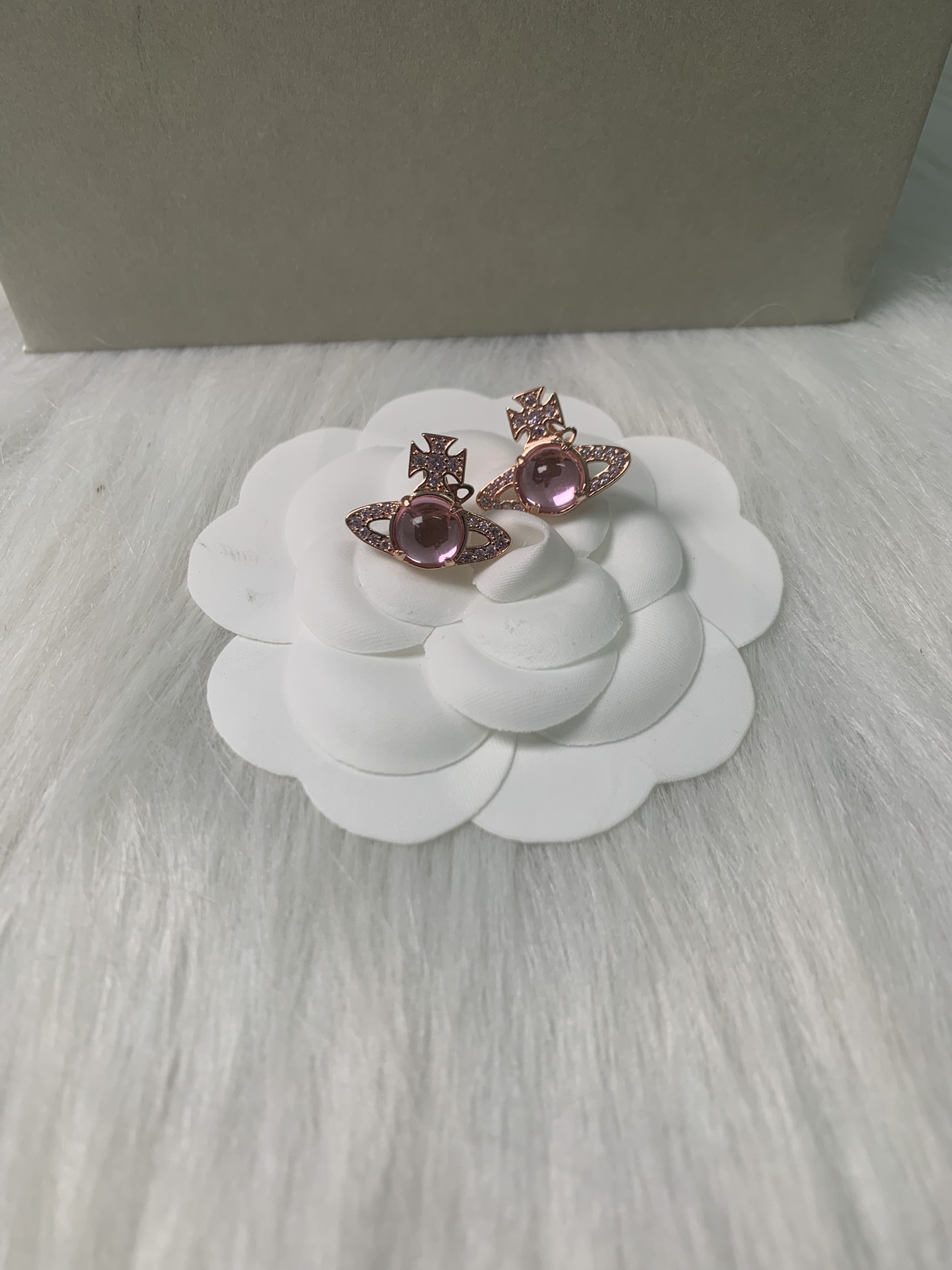 NO:103325,Queen Mother of the Cities Transport Beads Rose Gold Pink Beads Ears, Queen Mother of the Cities19860909西太后转运珠玫瑰金粉珠耳钉,西太后耳钉,Jewelry