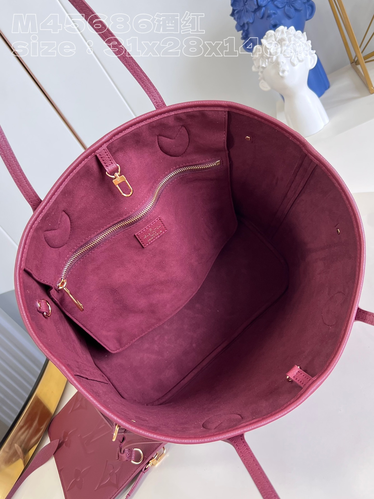 顶级原单M45686酒红M46599本款Neverfull中号手袋取材MonogramEmpreinte