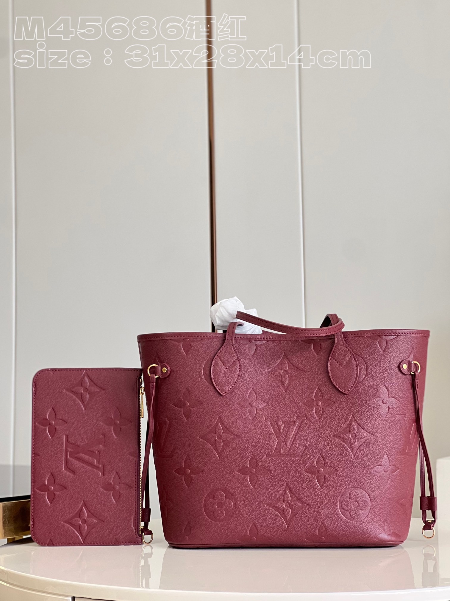 顶级原单M45686酒红M46599本款Neverfull中号手袋取材MonogramEmpreinte