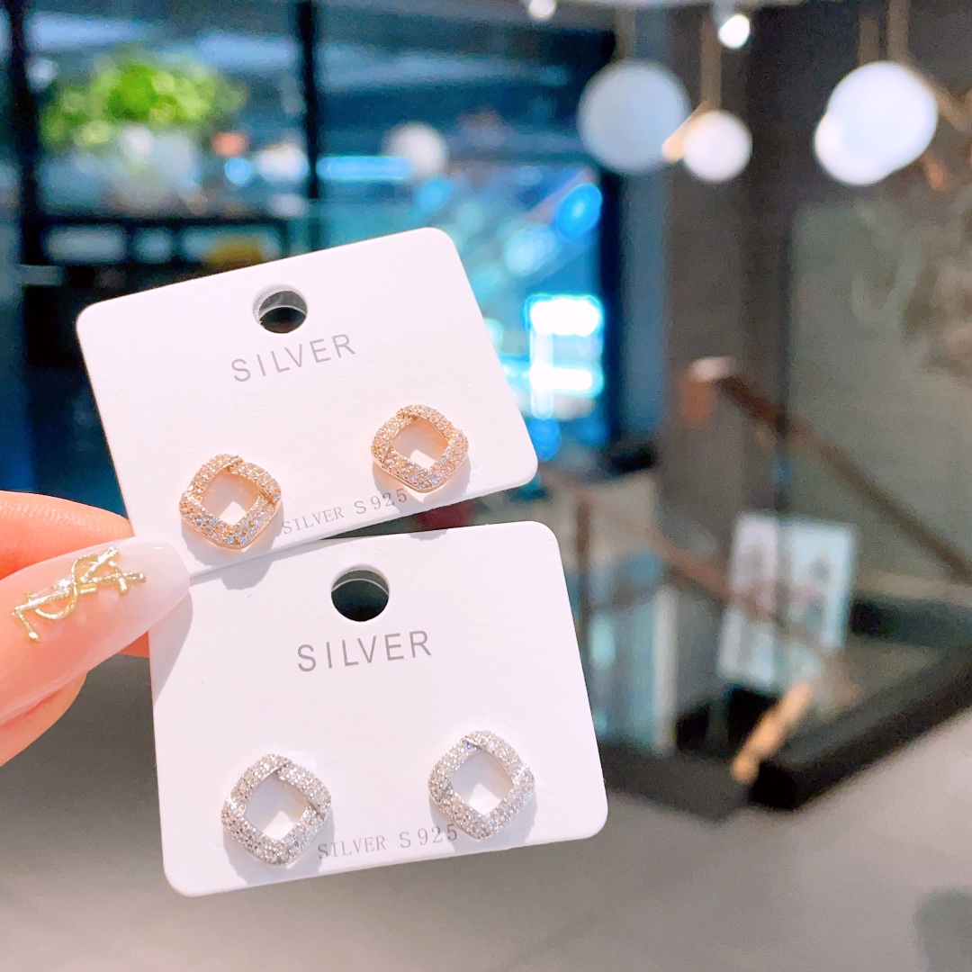 Solid Silver Earrings Fashion Travel Gold