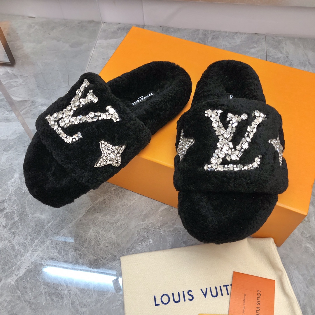 Louis Vuitton Chaussures Pantoufles Laine