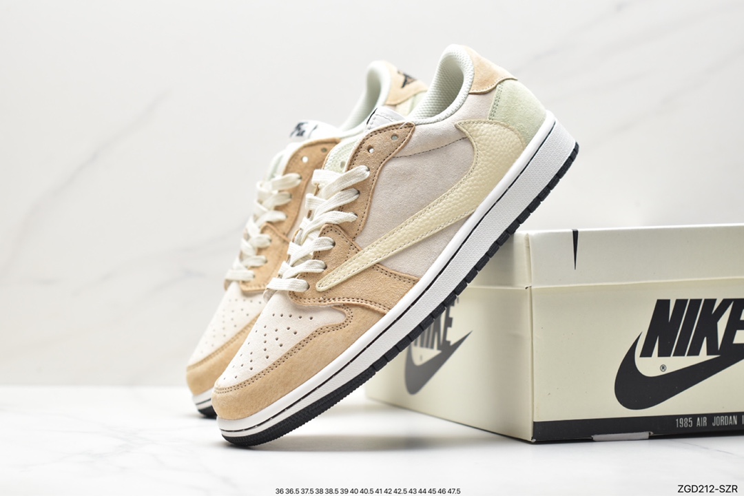 fragment design x Travis Scott x Nike Air Jordan 1 Low OG SP ”Black/Green Toe” AJ1 Jordan first generation basketball shoes DM7866-668