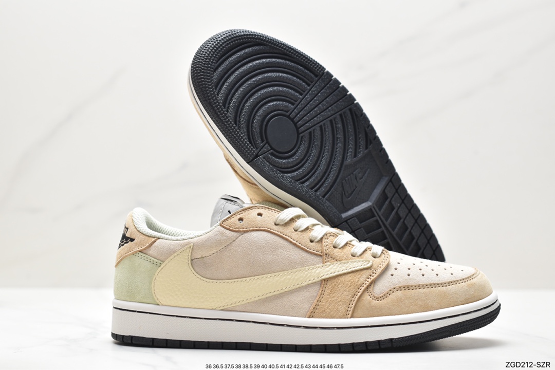 fragment design x Travis Scott x Nike Air Jordan 1 Low OG SP ”Black/Green Toe” AJ1 Jordan first generation basketball shoes DM7866-668