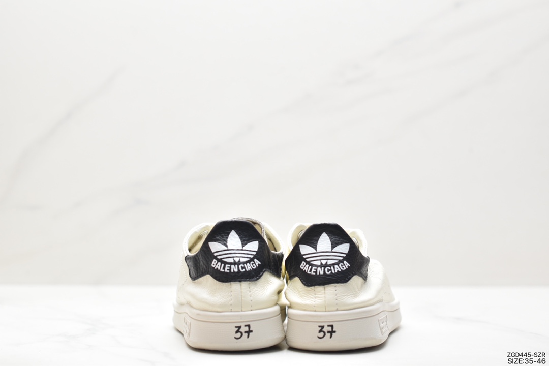 [Good version] Balenciaga x Adidas Originals StanSmith Paris Balenciaga joint Smith distressed style sneakers HP6784