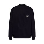 Prada Clothing Sweatshirts Black White Embroidery Unisex Spring/Summer Collection Fashion