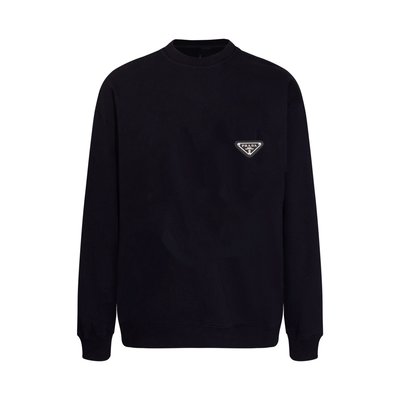 Prada Clothing Sweatshirts Black White Embroidery Unisex Spring/Summer Collection Fashion