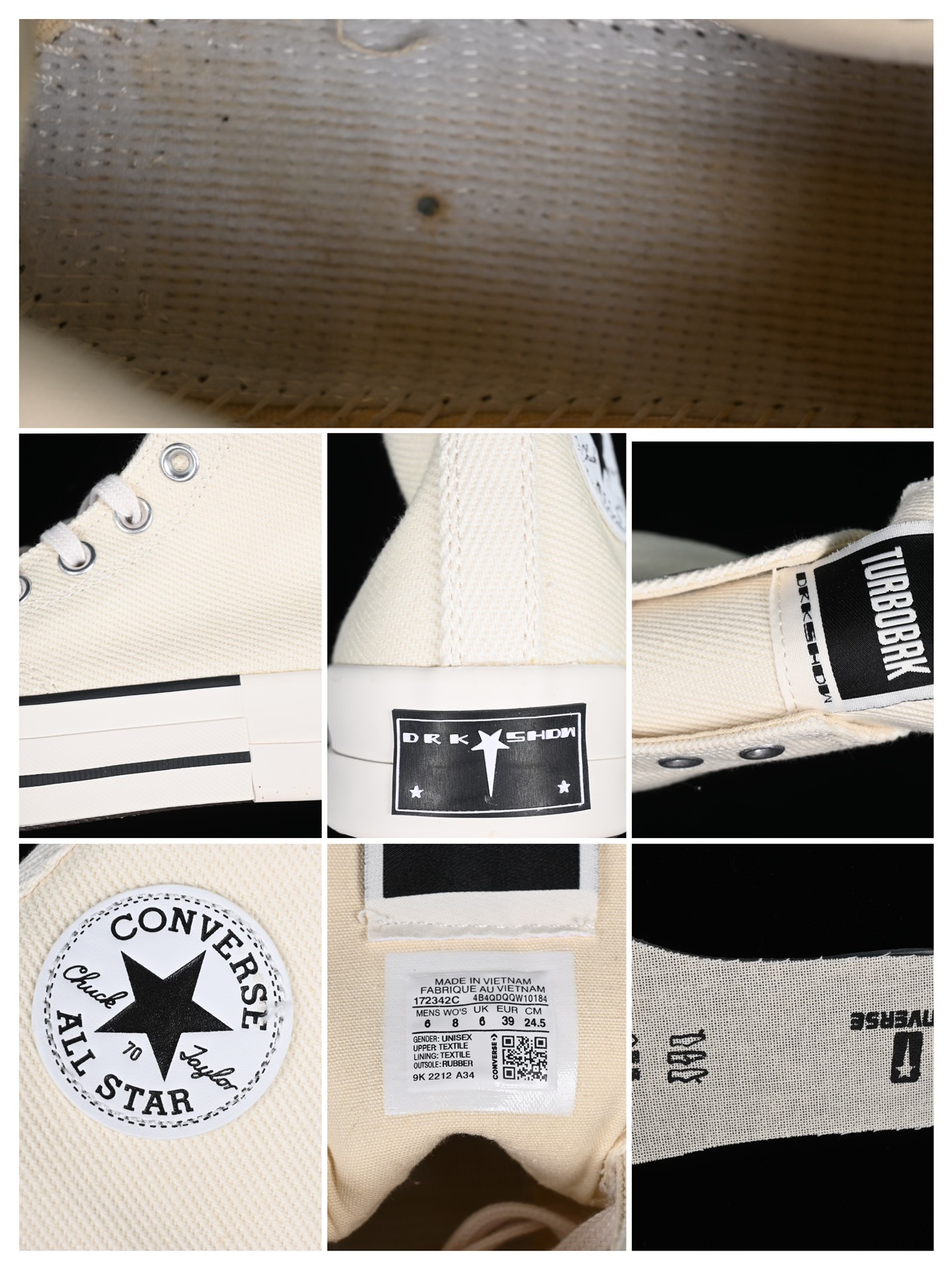 💰180纯原
Converse x Rickowens 联名款高帮休闲板鞋 172342C
#Rick Owens 对Converse 的经典 Chuck 70s 进行了前卫独特风格,大胆设计添加长鞋靴、独特的橡胶双鞋头和方格鞋头以及模压橡胶鞋跟。
#定制的 DRKSHDW和 TURBODRK 图标,包括鞋舌处的联名徽章,彰显其品牌。
尺码:35 36 36.5 37 37.5 38 39 39.5 40 41 41.5 42 42.5 43 44 M.C3